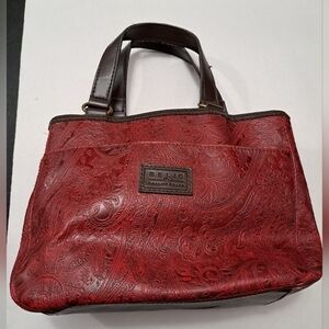 Relic Reddish Brown Stamped Leather Bag